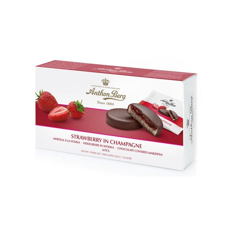Zemenes šampanietī šokolādes konfektes
