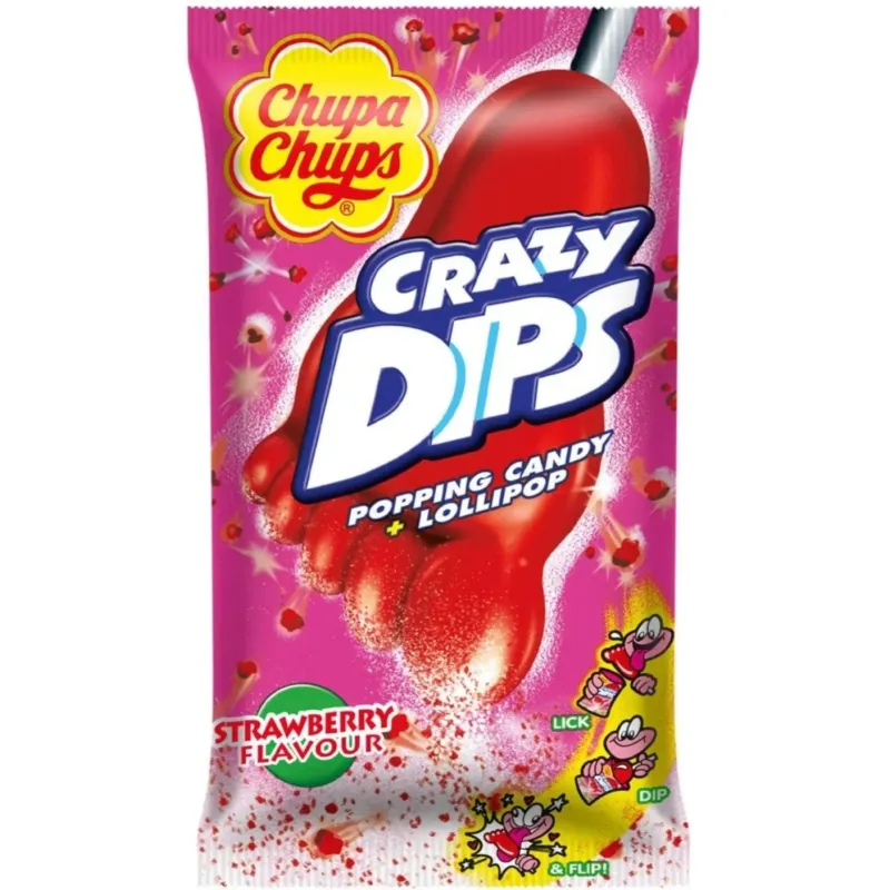 Crazy Dips ledene uz kociņa ar zemeņu garšu